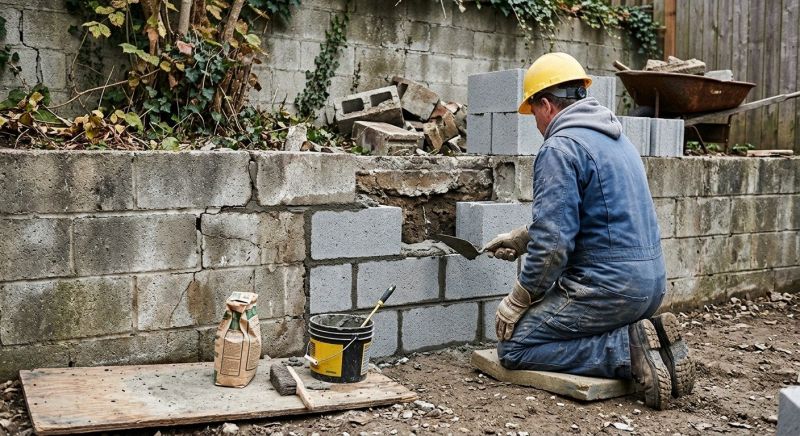 Cinder Block Wall Repair in Sacramento County, CA