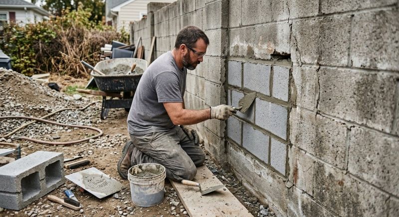 Cinder Block Wall Repair in Rocklin, CA