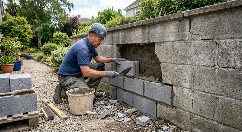 Cinder Block Wall Repair in Rocklin, CA