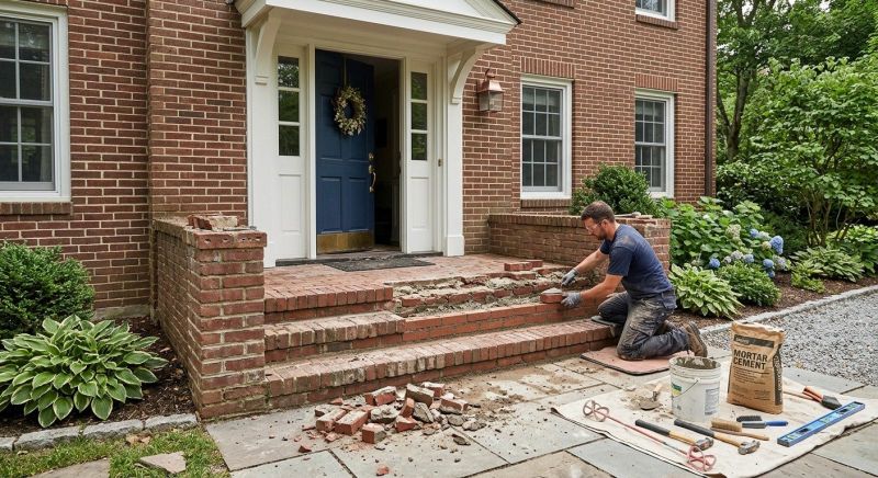 Entryway Brick Repair in Sacramento County, CA